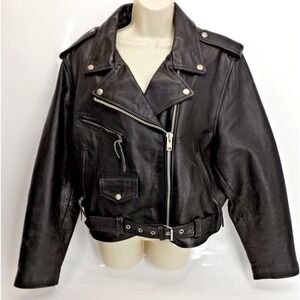 X Element Motorcycle Jacket Biker Black Leather Coat Zip  - Ladies size XL